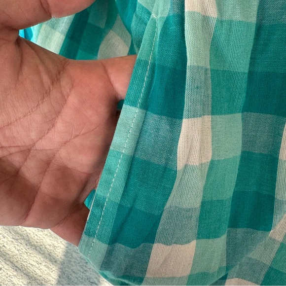 Blair Teal Gingham 100% Cotton Apron Sundress Size L - Picture 5 of 6